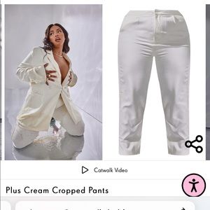 Plus Cream Cropped Trousers.